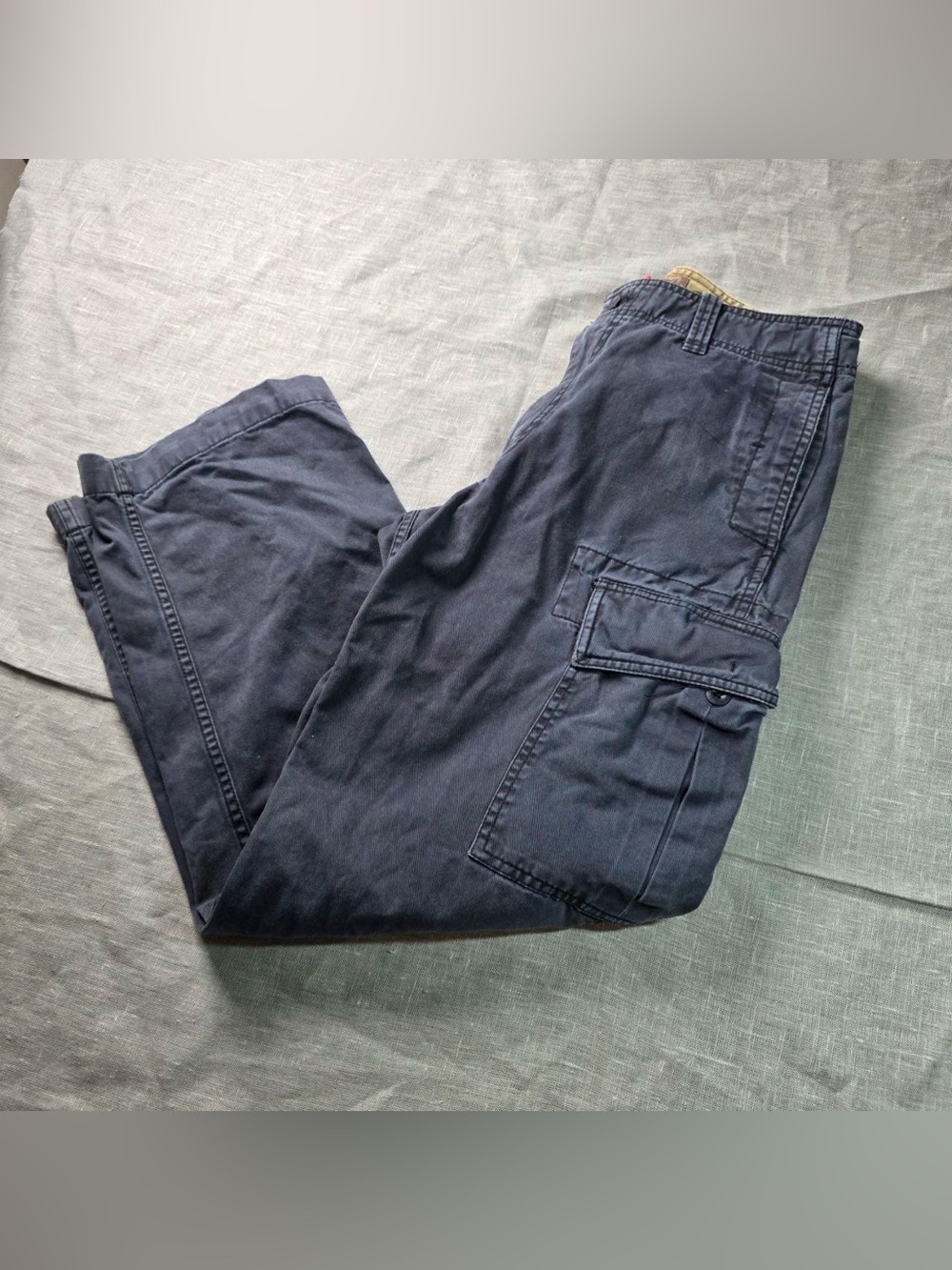 Vintage Old Navy Mens Cargo Pants 29x30 Dark Gray Navy Relaxed Fit Y2K 90s Cotto